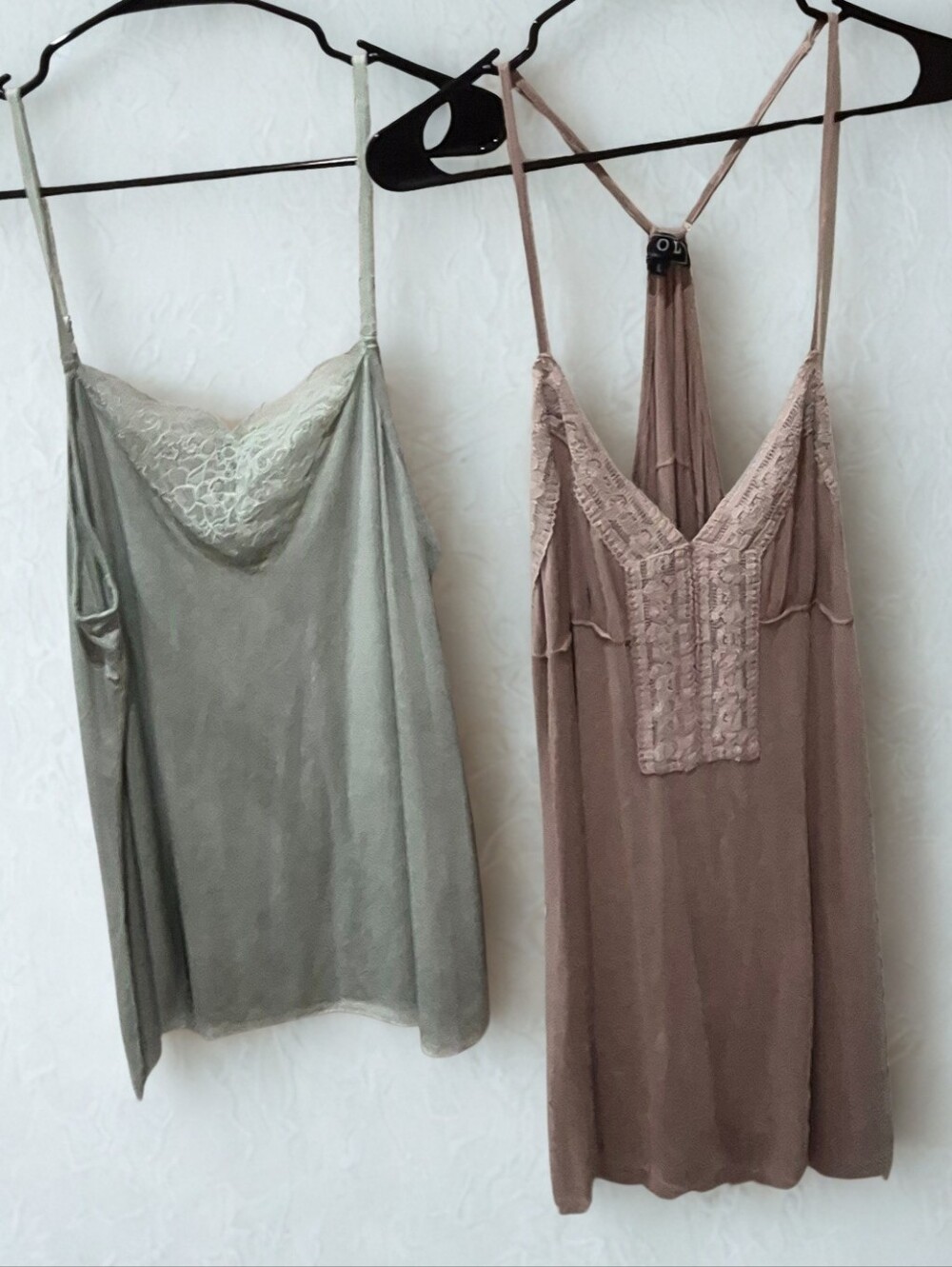 POL Boutique Bundle | 2 Lace Detail Swing Tanks | Mint Green & Mocha | Size Larg